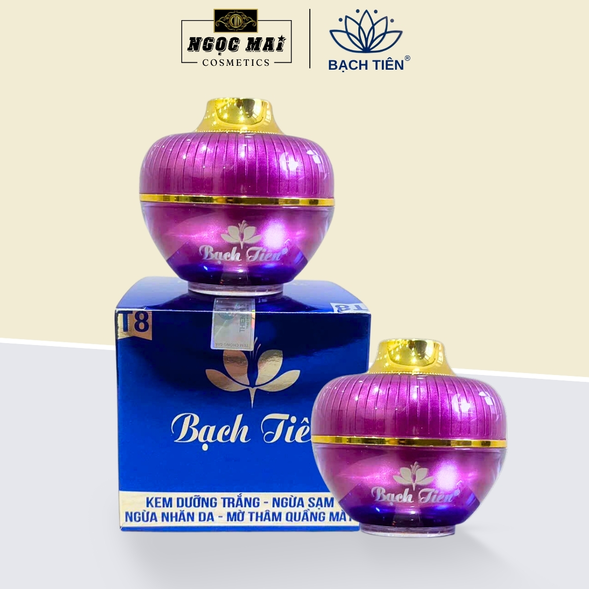 Mỹ Phẩm BẠCH TIÊN T8 - Kem dưỡng trắng, Ngừa sạm, Ngừa nhăn da, Mờ thâm quầng mắt (8g)